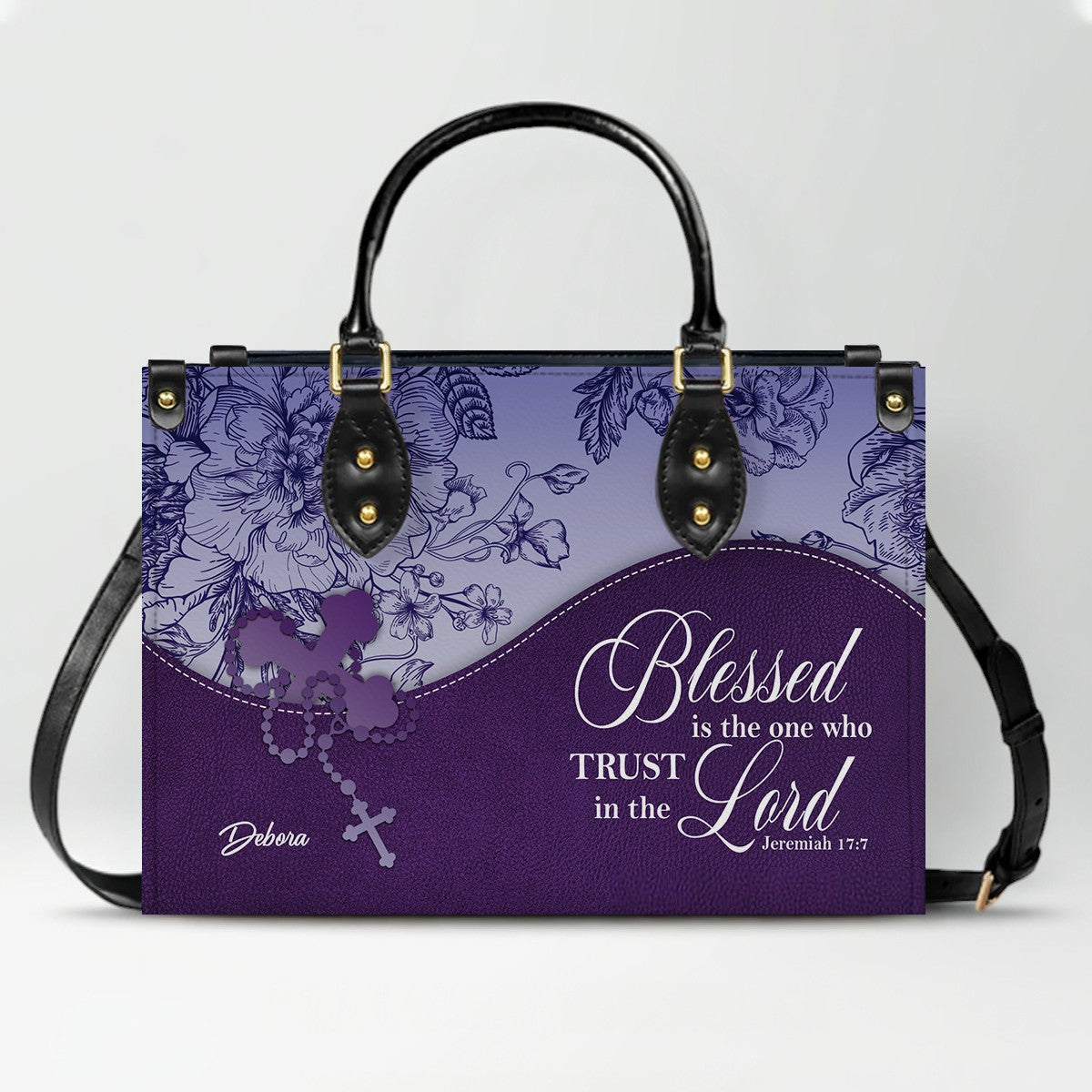 Personalized Christian Leather Handbag and Long Wallet Set – Custom Name, Faith-Inspired Gift for Women