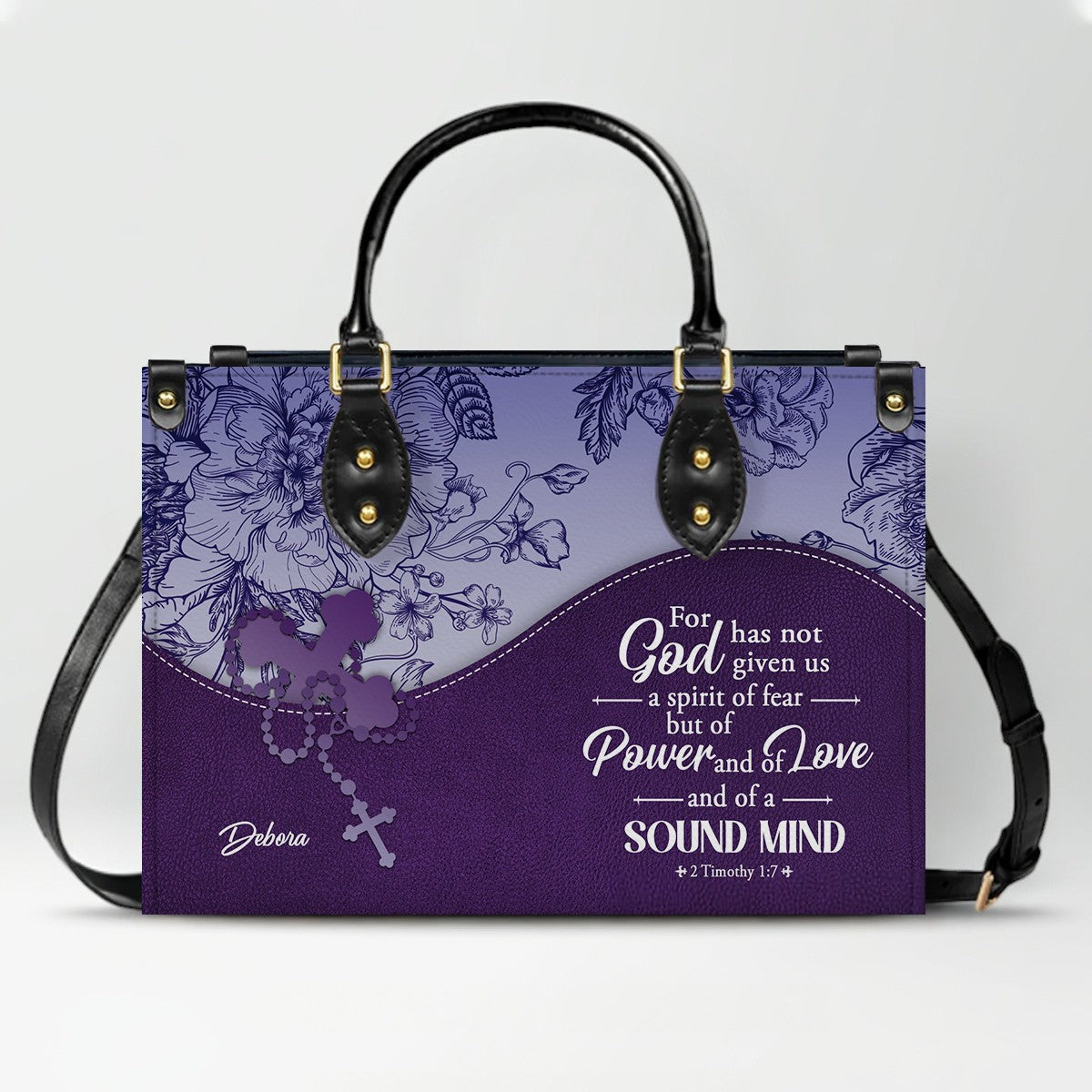 Personalized Christian Leather Handbag and Long Wallet Set – Custom Name, Faith-Inspired Gift for Women