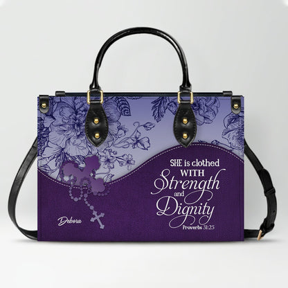 Personalized Christian Leather Handbag and Long Wallet Set – Custom Name, Faith-Inspired Gift for Women