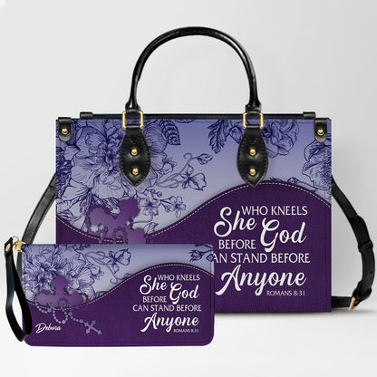 Personalized Christian Leather Handbag and Long Wallet Set – Custom Name, Faith-Inspired Gift for Women