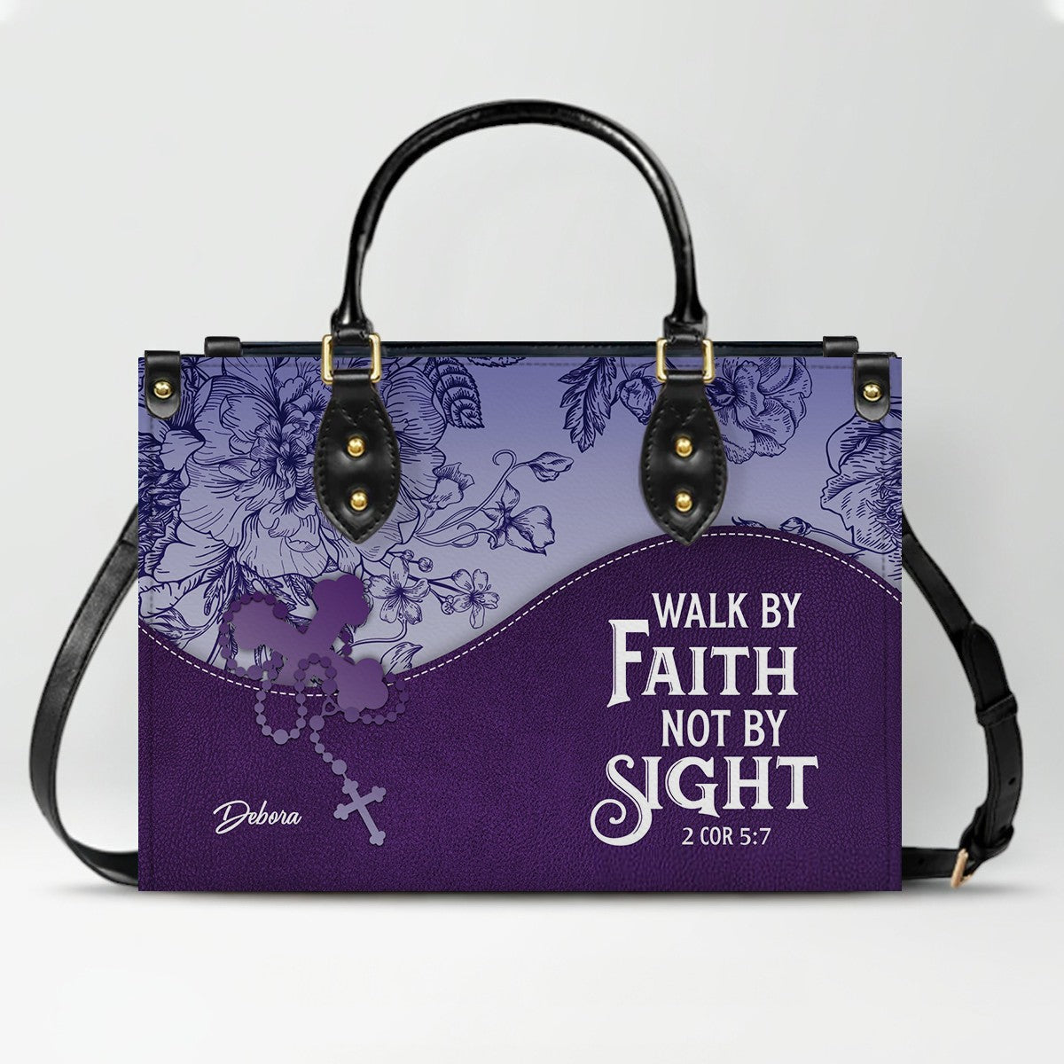 Personalized Christian Leather Handbag and Long Wallet Set – Custom Name, Faith-Inspired Gift for Women