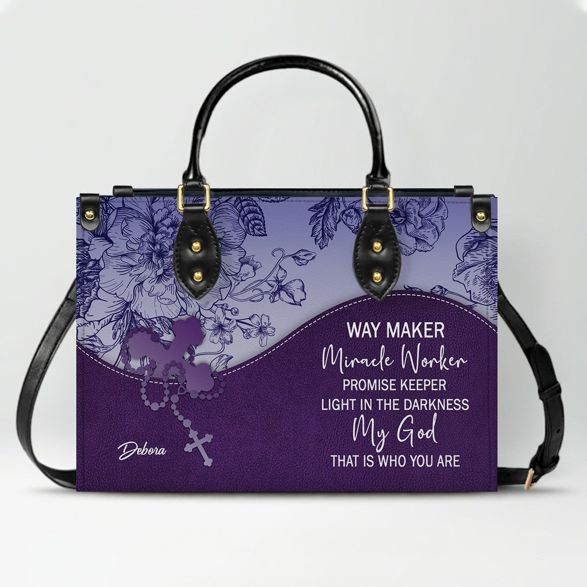 Personalized Christian Leather Handbag and Long Wallet Set – Custom Name, Faith-Inspired Gift for Women