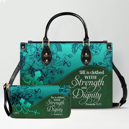 Personalized Leather Handbag Set – Custom Name Christian Purse with Bible Verse | CHRISTIANARTBAG Faith Gift for Women