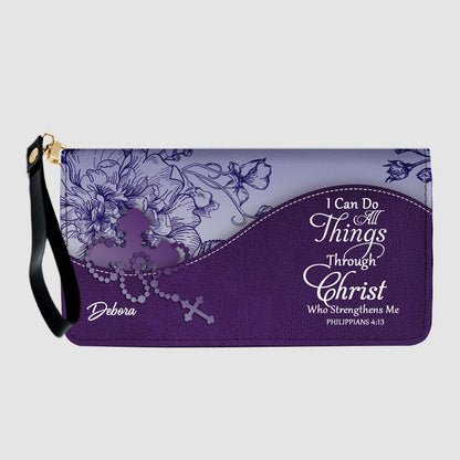 Personalized Christian Leather Handbag and Long Wallet Set – Custom Name, Faith-Inspired Gift for Women