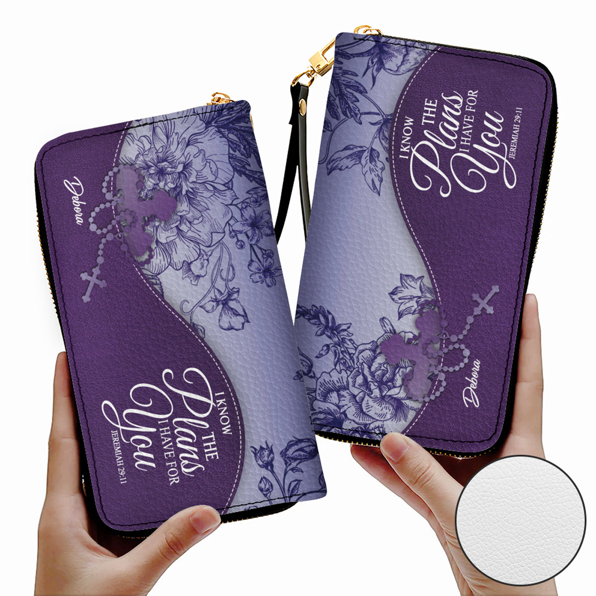 Personalized Christian Leather Handbag and Long Wallet Set – Custom Name, Faith-Inspired Gift for Women