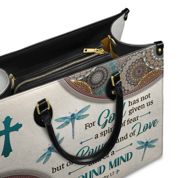 Christianart Designer Handbags, For God Has Not Given Us A Spirit Of Fear 2 Timothy 1 7 Dragonfly Mandala, Personalized Gifts, Gifts for Women. - Christian Art Bag