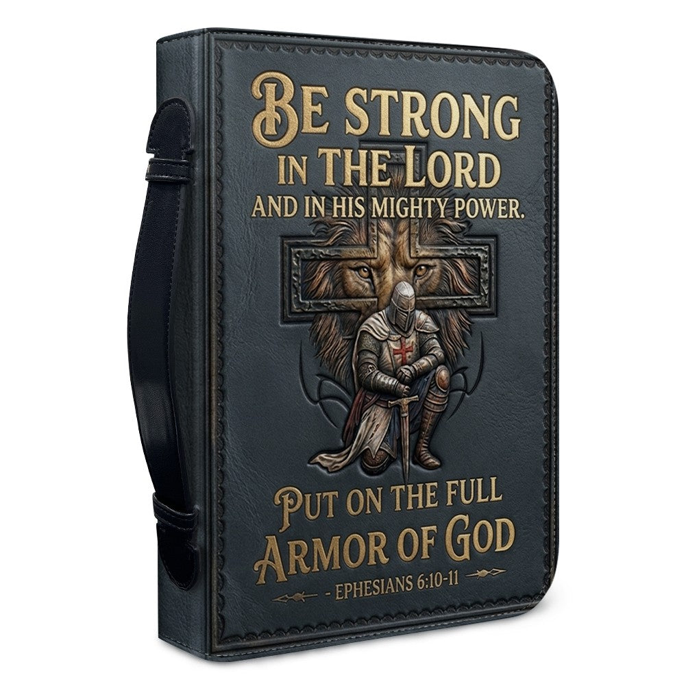 Personalized Bible Cover for Men - Armor of God Leather Case with Handle, Custom Name - CHRISTIANARTBAG 01081826