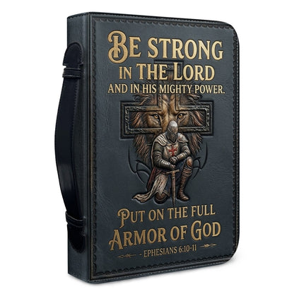 Personalized Bible Cover for Men - Armor of God Leather Case with Handle, Custom Name - CHRISTIANARTBAG 01081826