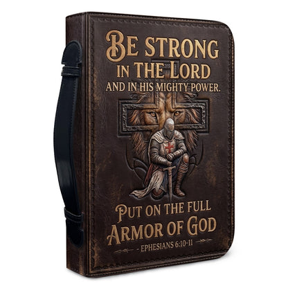 Personalized Bible Cover for Men - Armor of God Leather Case with Handle, Custom Name - CHRISTIANARTBAG 01081826