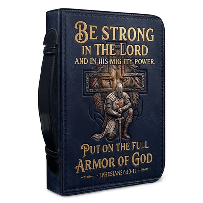 Personalized Bible Cover for Men - Armor of God Leather Case with Handle, Custom Name - CHRISTIANARTBAG 01081826