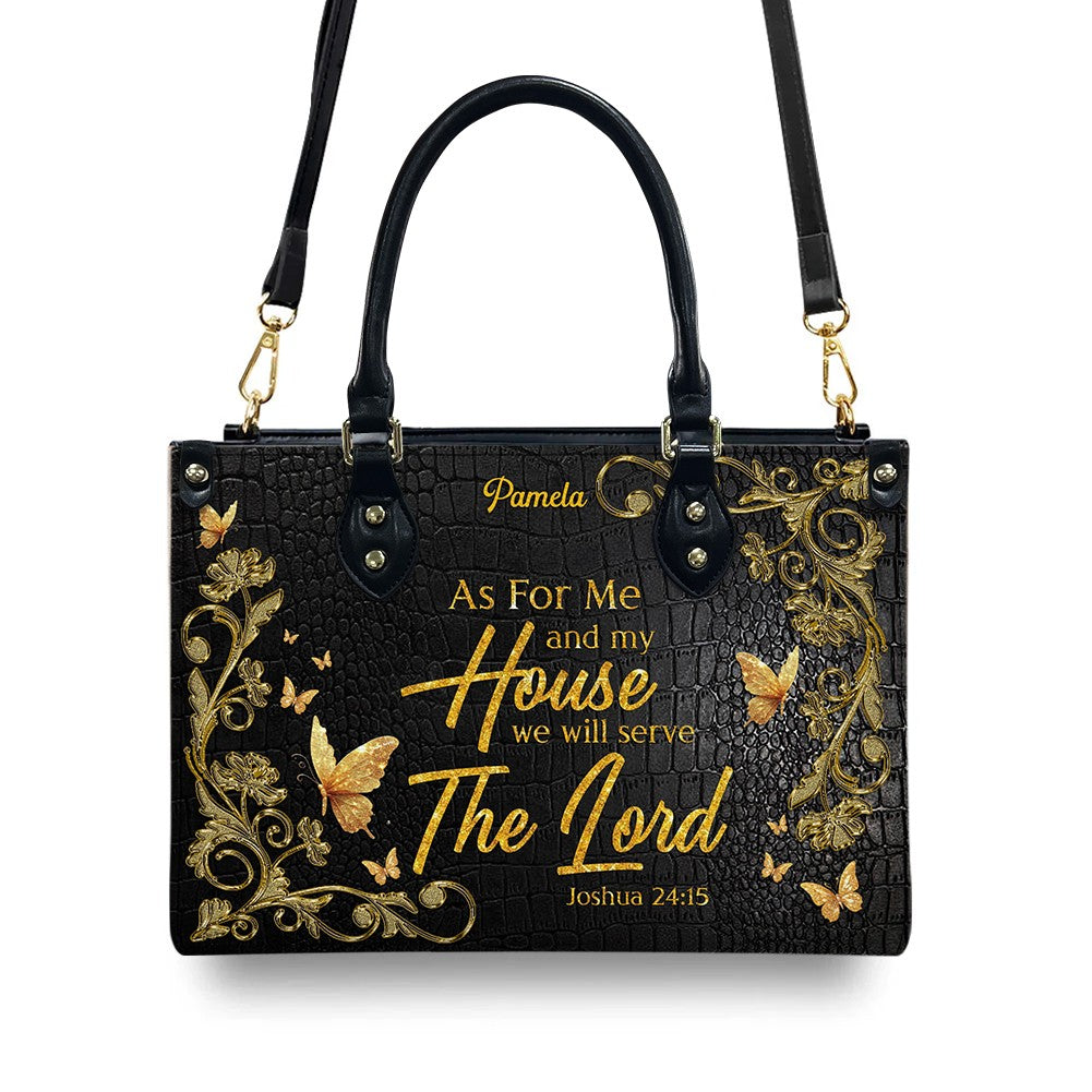 Personalized Leather Handbag – Family Faith – As for me and my house, we will serve the Lord – Joshua 24:15 | CHRISTIANARTBAG