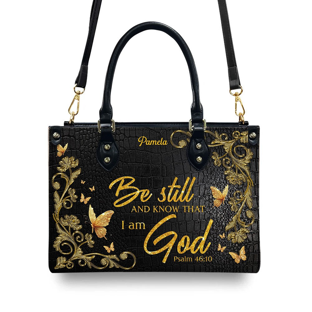 Personalized Leather Handbag – Rediscovering Self – Be still and know that I am God – Psalm 46:10 | CHRISTIANARTBAG