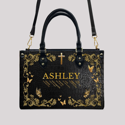 Personalized Leather Handbag for Teachers - Custom Name & Career Acrostic Alphabet Gift