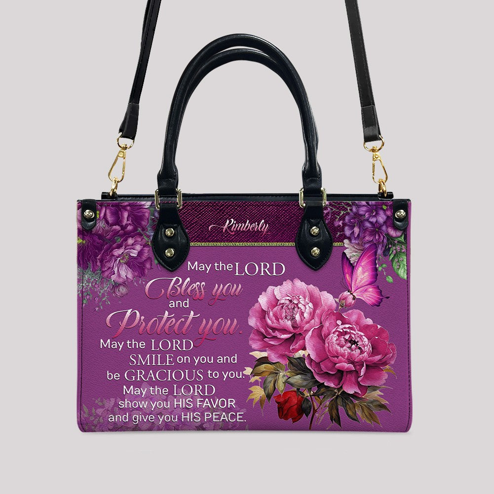 Personalized Christian Leather Handbag for Women – Bible Verse Floral Purse, Custom Name Religious Gift by CHRISTIANARTBAG