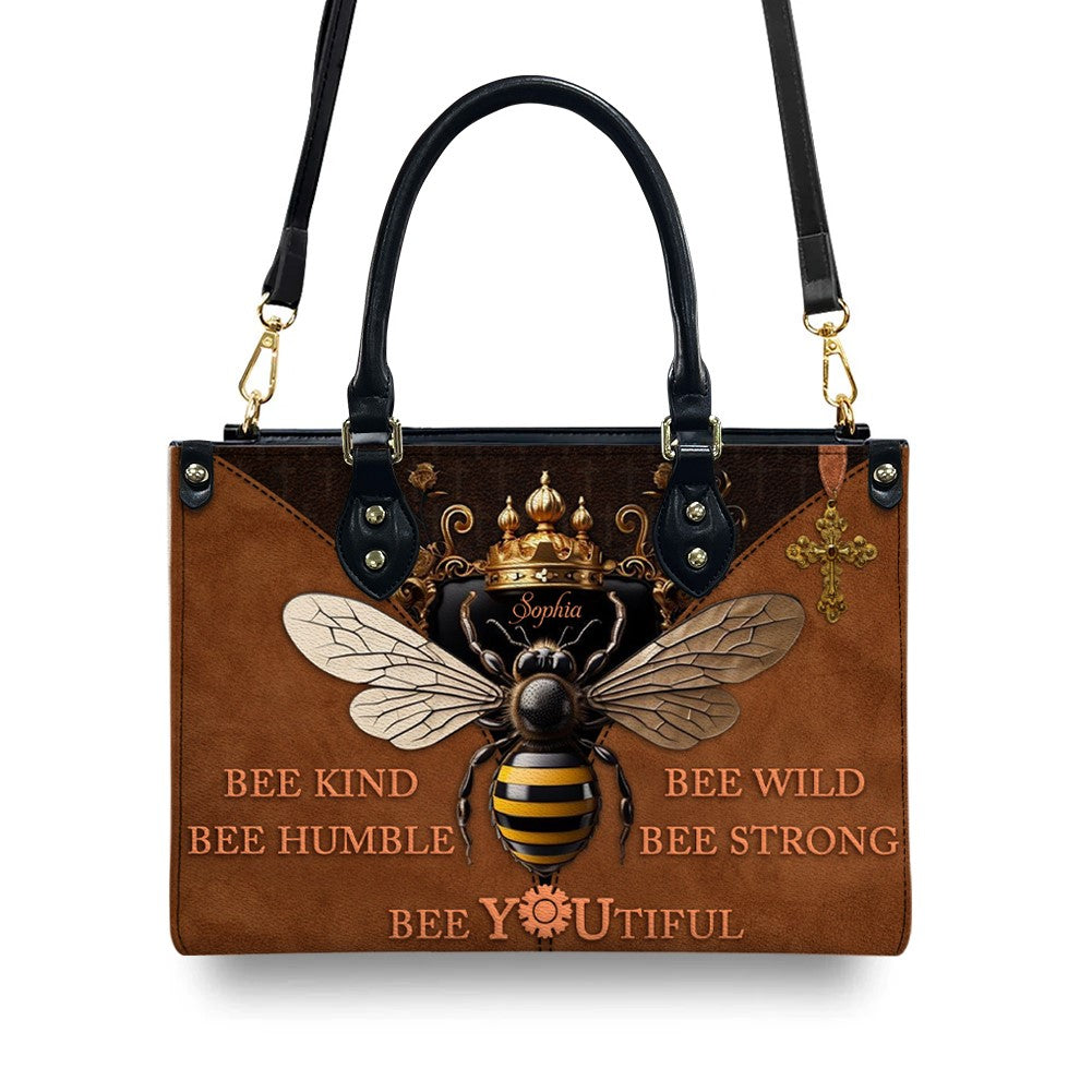 CHRISTIANARTBAG Personalized Leather Handbag - Bee Kind Bee Wild Bee Humble Bee Strong Bee You Tiful - CABLTHB01180524.