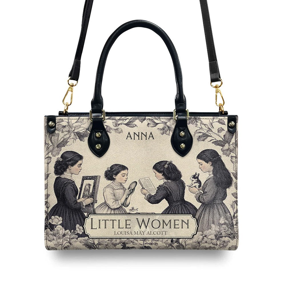 Personalized Leather Handbag – “Little Women” Book Cover Design | Custom Name | ChristianArtBag™