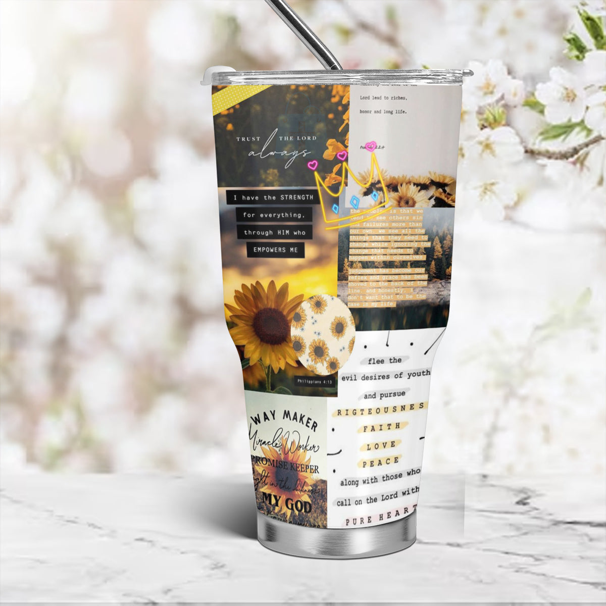 Christianartbag Drinkware, Daily Bible Personalized Tumbler , Personalized Mug, Sunflower Tumbler, Christian Gift, CABTB14160823. - Christian Art Bag