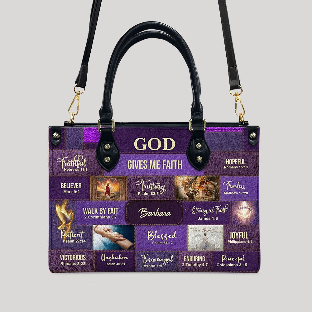 Personalized Christian Leather Handbag – Bible Verse Faith, Love & Protection Tote by CHRISTIANARTBAG