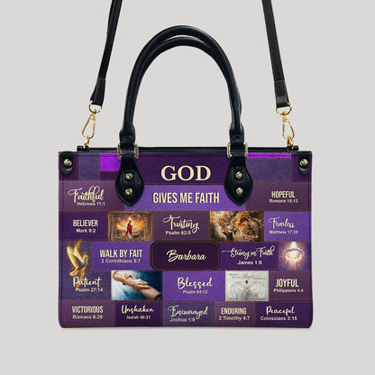 Personalized Christian Leather Handbag – Bible Verse Faith, Love & Protection Tote by CHRISTIANARTBAG