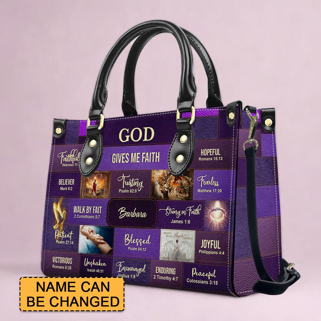 Personalized Christian Leather Handbag – Bible Verse Faith, Love & Protection Tote by CHRISTIANARTBAG