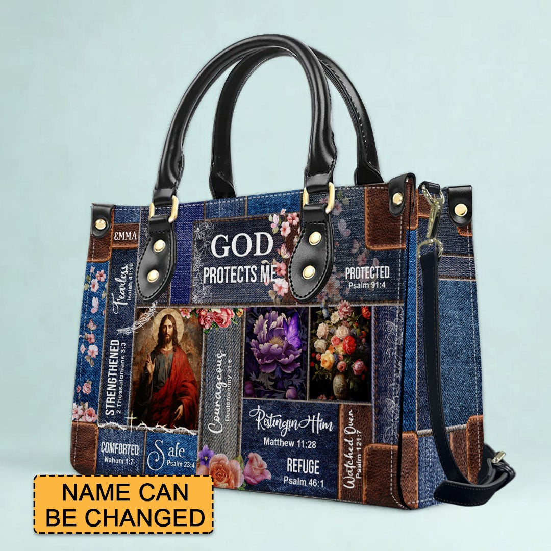 Personalized Christian Leather Handbag – Bible Verse Faith, Love & Protection Tote by CHRISTIANARTBAG