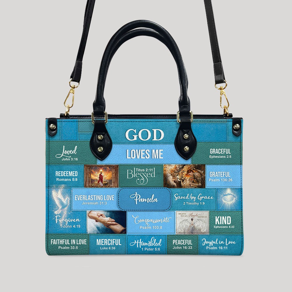 Personalized Christian Leather Handbag – Bible Verse Faith, Love & Protection Tote by CHRISTIANARTBAG