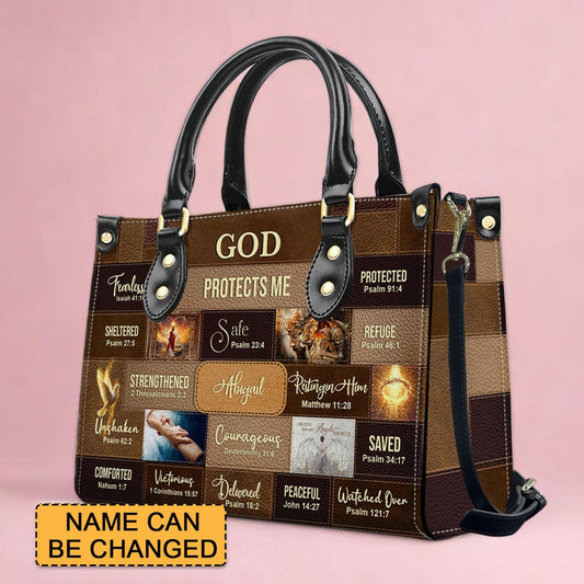 Personalized Christian Leather Handbag – Bible Verse Faith, Love & Protection Tote by CHRISTIANARTBAG