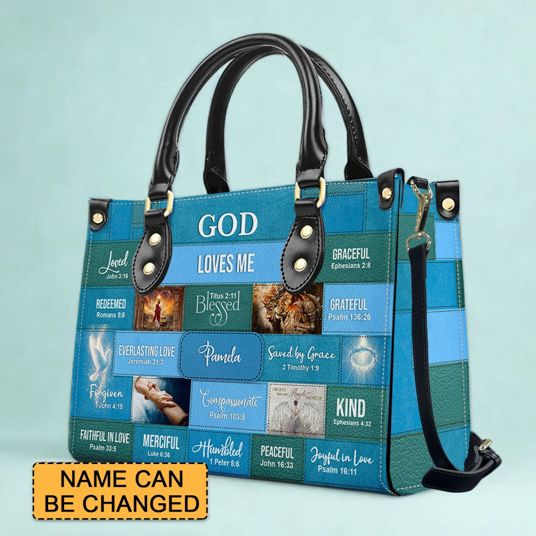 Personalized Christian Leather Handbag – Bible Verse Faith, Love & Protection Tote by CHRISTIANARTBAG