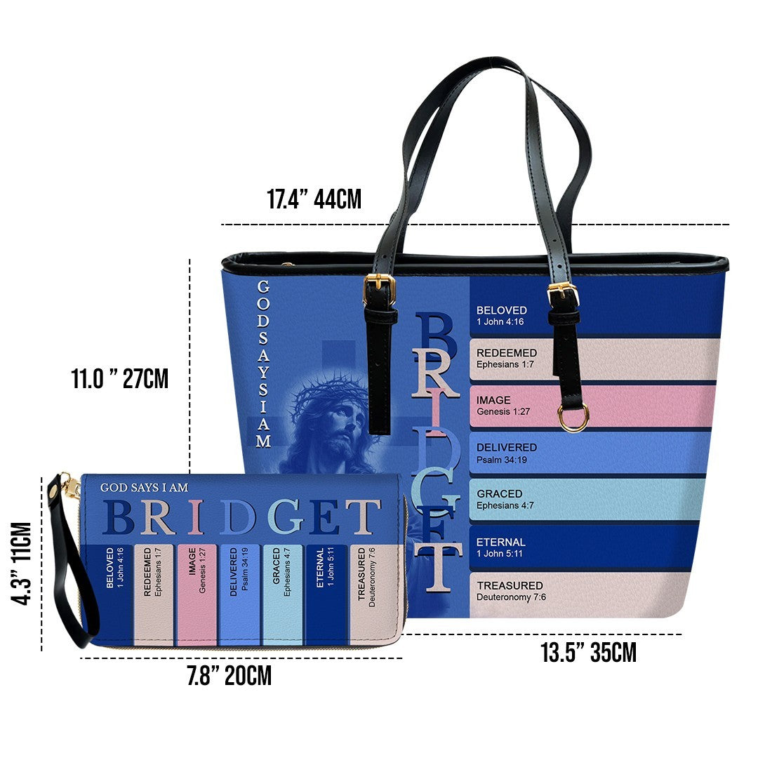 Uncover the sacred meaning of your name - Personalized Leather TOTE Bag – Free Clutch Purse Gift | CHRISTIANARTBAG