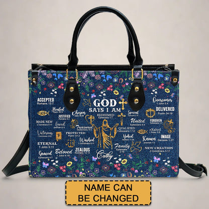 Christianartbag Handbags, God Says I Am Leather Handbag, Personalized Bags, Gifts for Women, Christmas Gift, CABLTB01200625