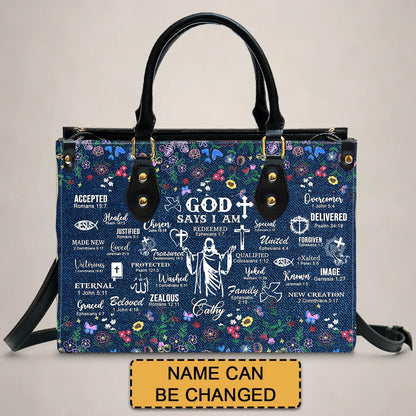 Christianartbag Handbags, God Says I Am Leather Handbag, Personalized Bags, Gifts for Women, Christmas Gift, CABLTB01200625