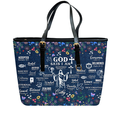 Christianartbag Handbags, God Says I Am Leather Handbag, Personalized Bags, Gifts for Women, Christmas Gift, CABLTB01200625