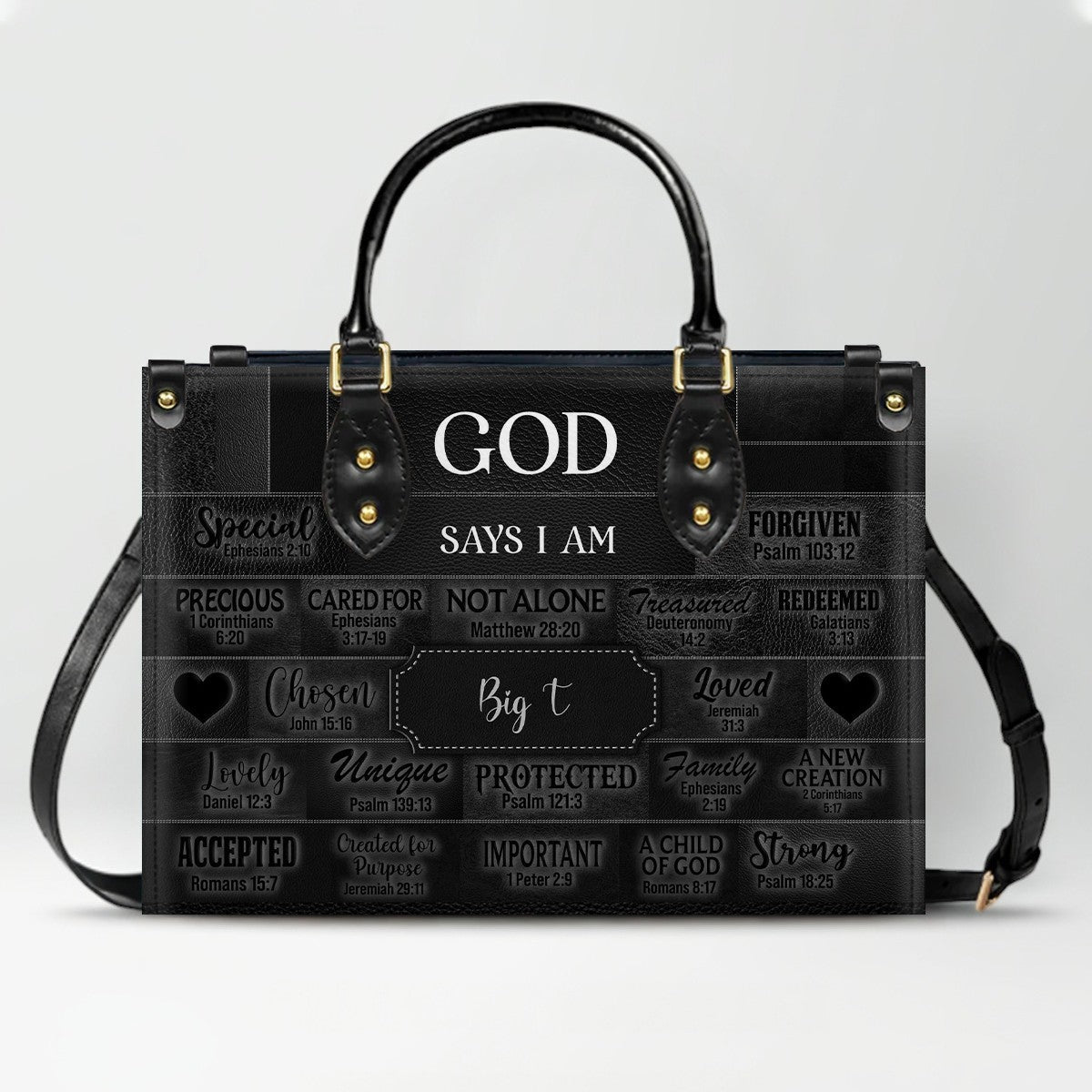 Personalized Leather Handbag & Long Wallet Set – GOD Says I Am Christian Gift for Women