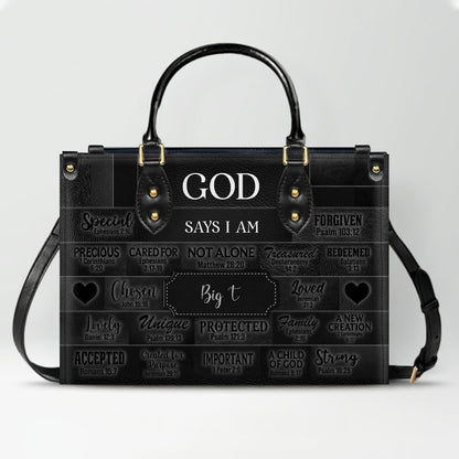Personalized Leather Handbag & Long Wallet Set – GOD Says I Am Christian Gift for Women