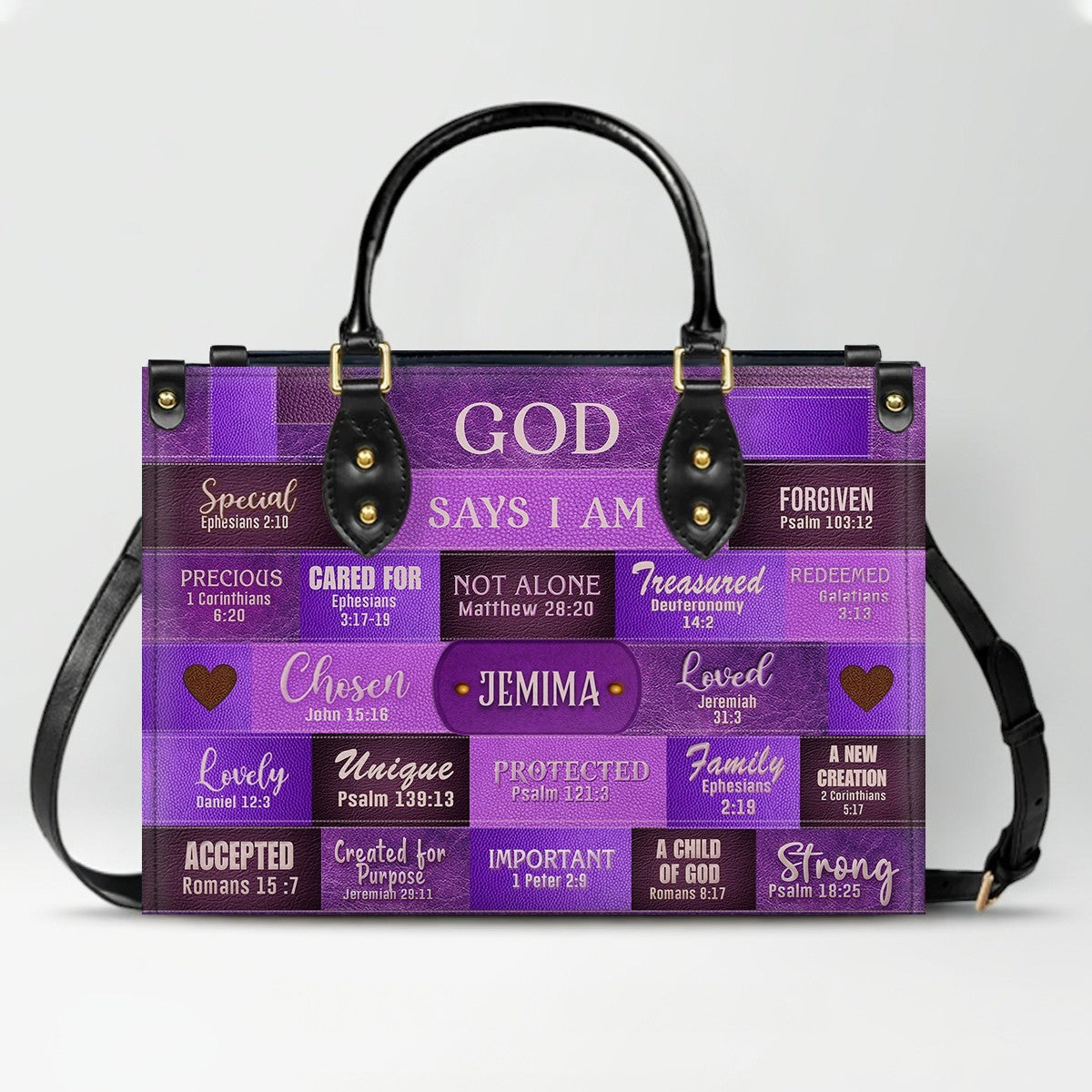 Personalized Leather Handbag & Long Wallet Set – GOD Says I Am Christian Gift for Women