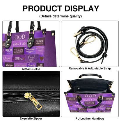 Personalized Leather Handbag & Long Wallet Set – GOD Says I Am Christian Gift for Women