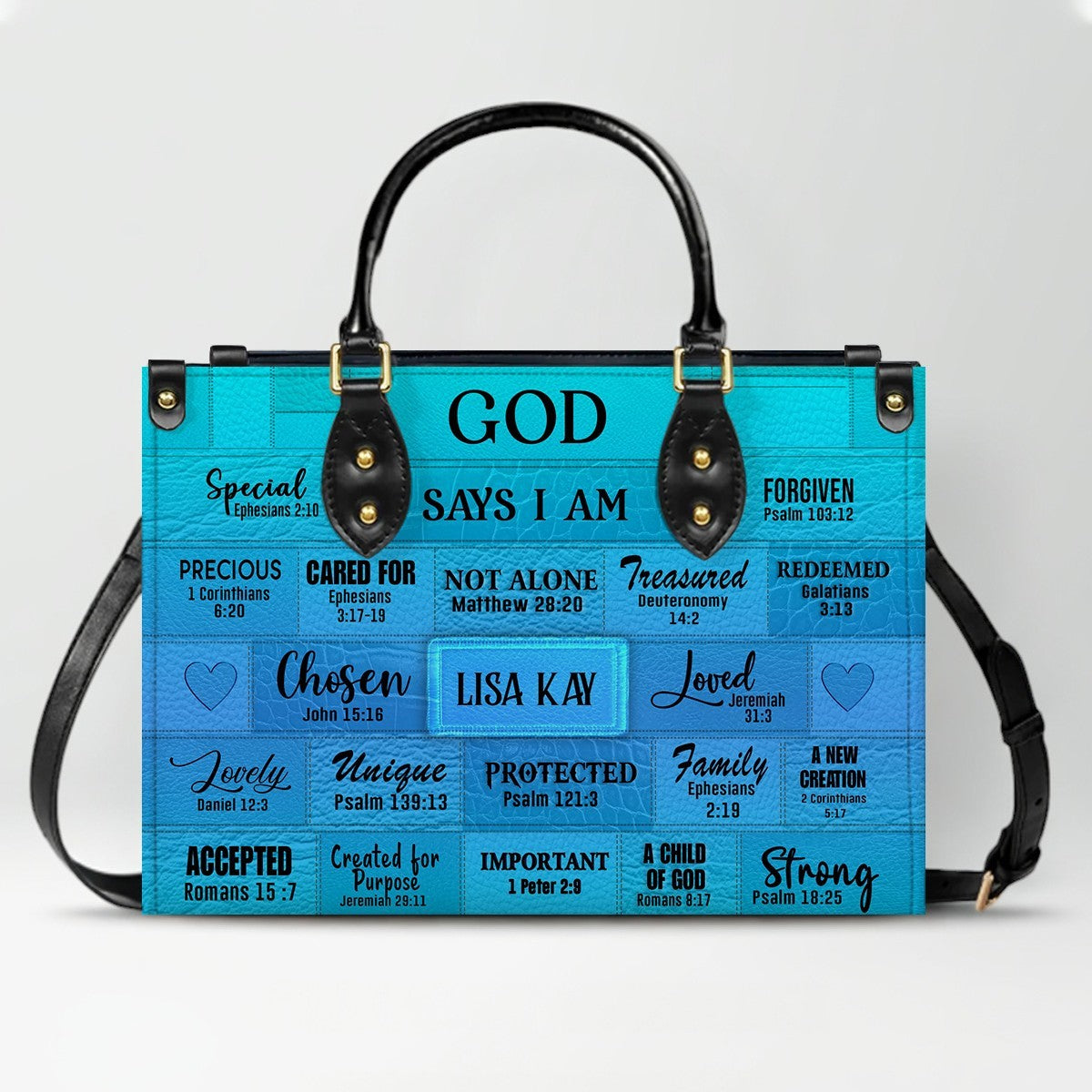Personalized Leather Handbag & Long Wallet Set – GOD Says I Am Christian Gift for Women