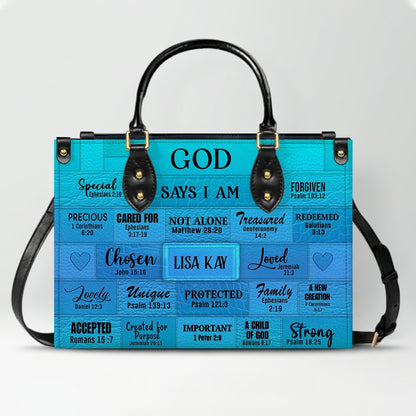 Personalized Leather Handbag & Long Wallet Set – GOD Says I Am Christian Gift for Women