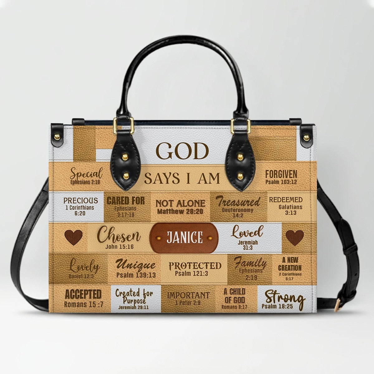 Personalized Leather Handbag & Long Wallet Set – GOD Says I Am Christian Gift for Women