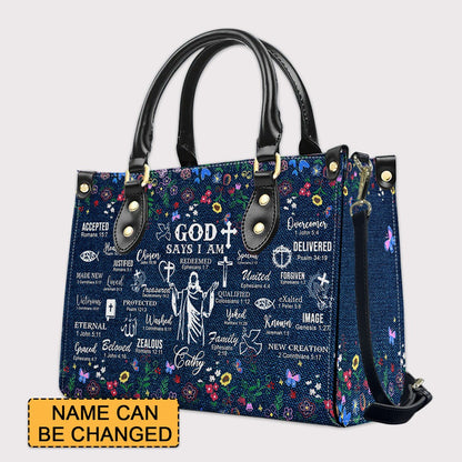 Christianartbag Handbags, God Says I Am Leather Handbag, Personalized Bags, Gifts for Women, Christmas Gift, CABLTB01200625