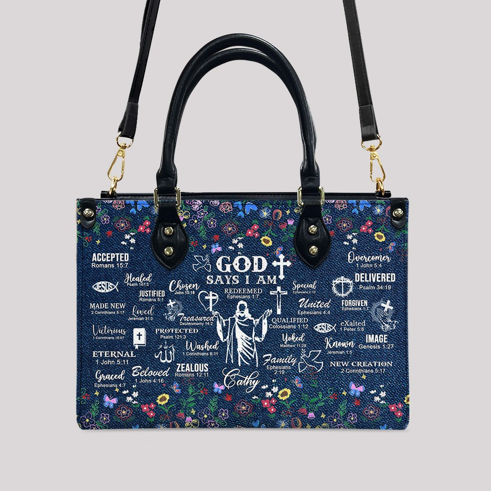 Christianartbag Handbags, God Says I Am Leather Handbag, Personalized Bags, Gifts for Women, Christmas Gift, CABLTB01200625