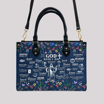 Christianartbag Handbags, God Says I Am Leather Handbag, Personalized Bags, Gifts for Women, Christmas Gift, CABLTB01200625
