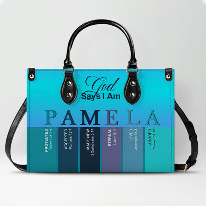 Personalized Christian Leather Handbag – Custom Name Purse with Bible Verses for Each Letter – CHRISTIANARTBAG