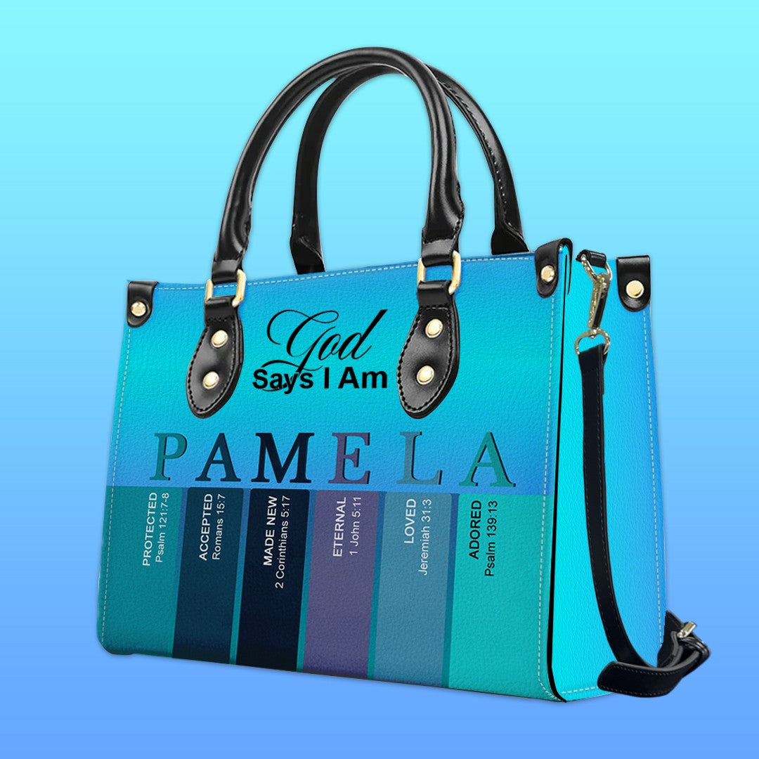 Personalized Christian Leather Handbag – Custom Name Purse with Bible Verses for Each Letter – CHRISTIANARTBAG