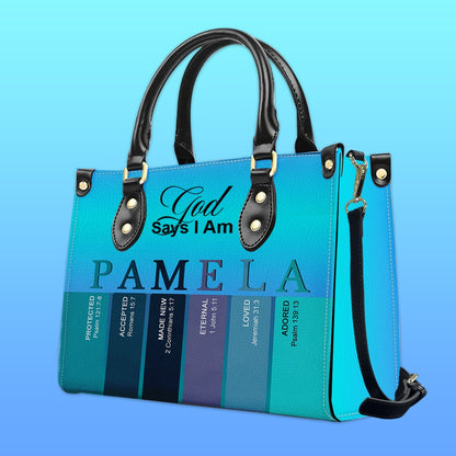 Personalized Christian Leather Handbag – Custom Name Purse with Bible Verses for Each Letter – CHRISTIANARTBAG