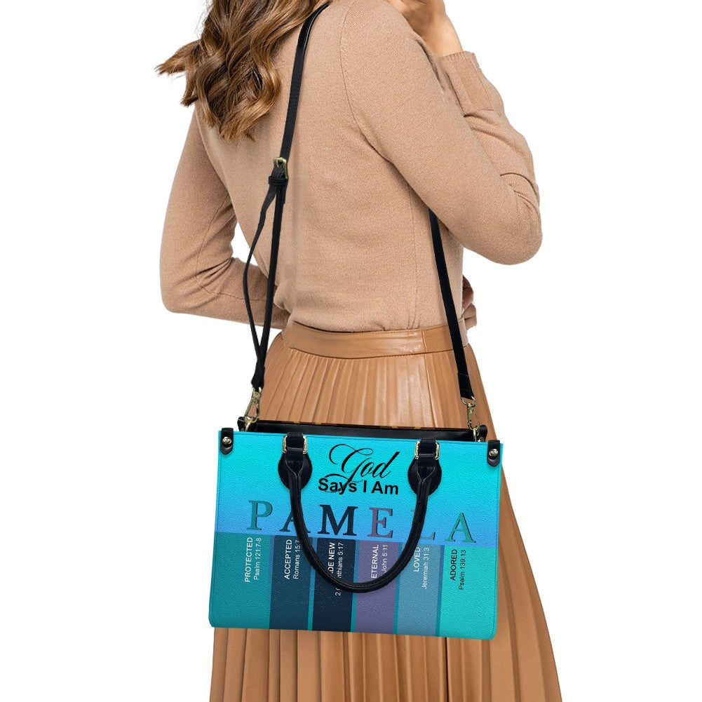 Personalized Christian Leather Handbag – Custom Name Purse with Bible Verses for Each Letter – CHRISTIANARTBAG