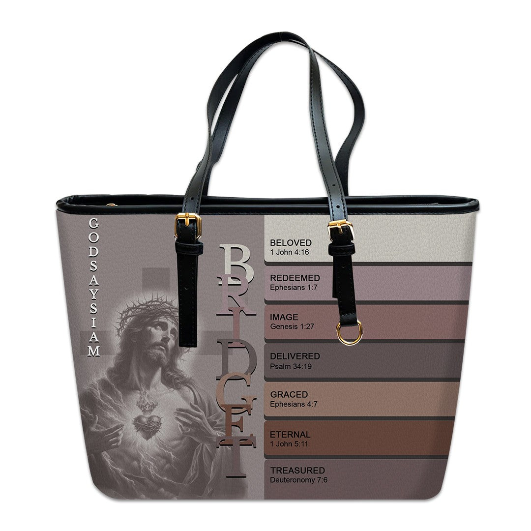 Uncover the sacred meaning of your name - Personalized Leather TOTE Handbag – Free Bible Cover Gift | CHRISTIANARTBAG 01060225