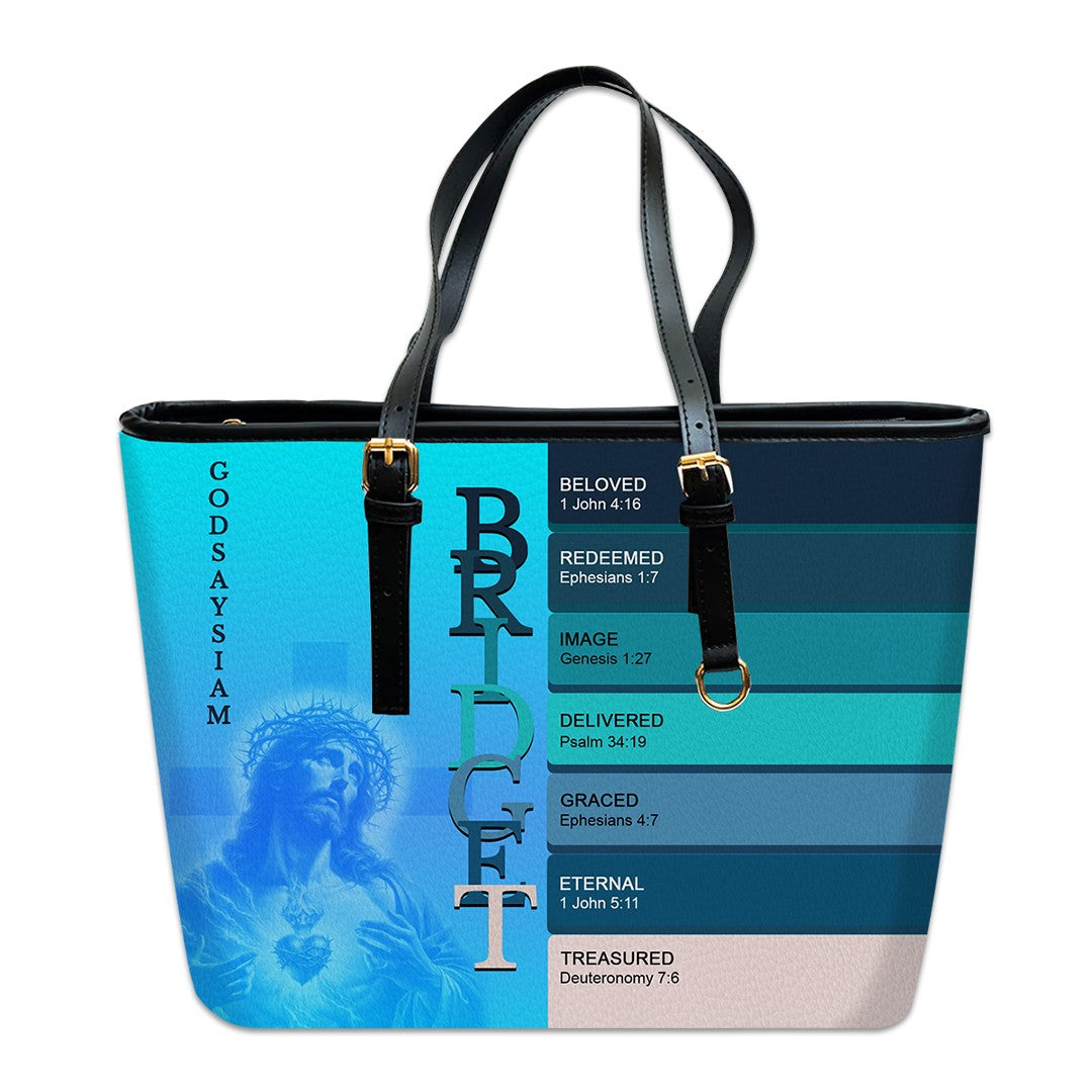 Uncover the sacred meaning of your name - Personalized Leather TOTE Handbag – Free Bible Cover Gift | CHRISTIANARTBAG 01060225