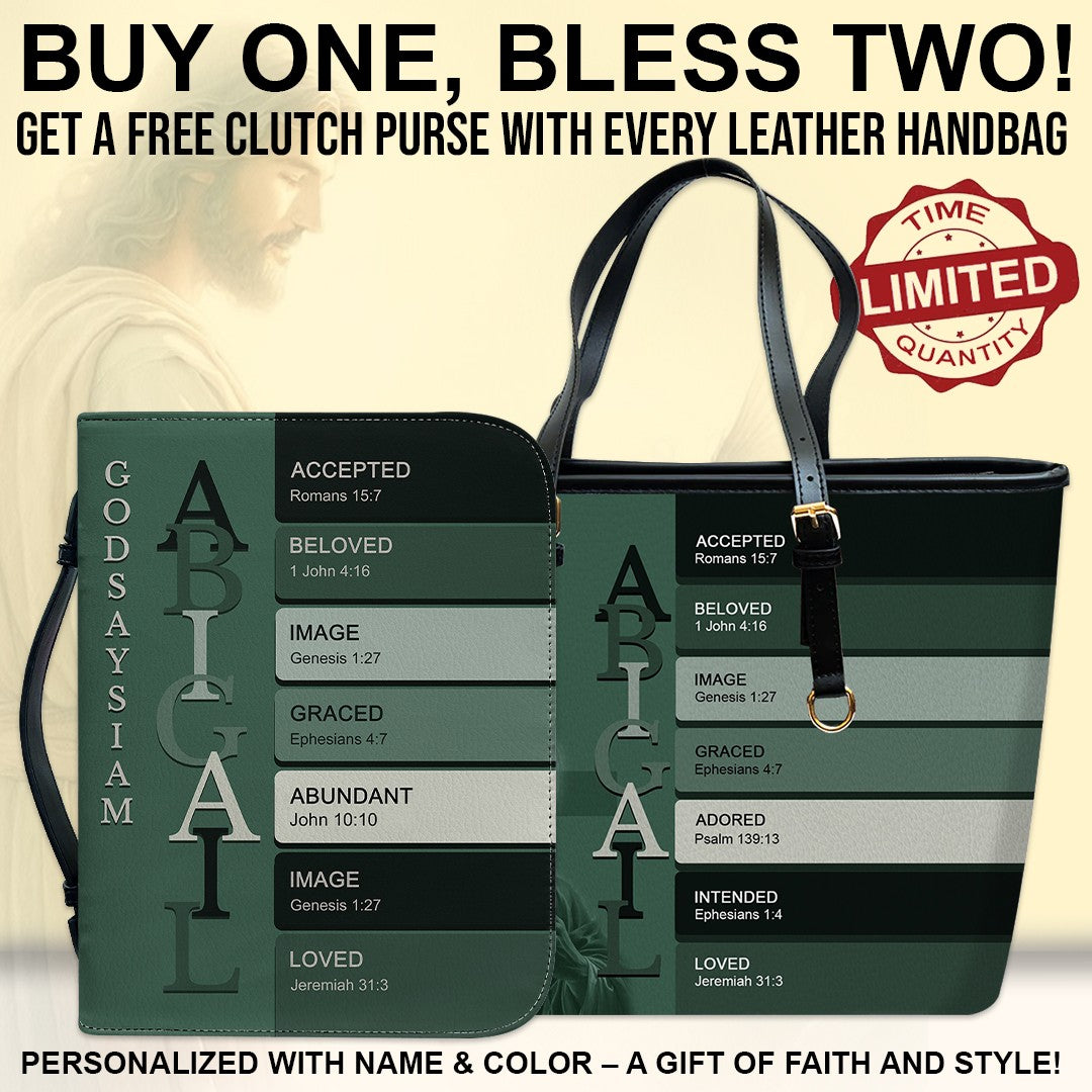 Uncover the sacred meaning of your name - Personalized Leather TOTE Handbag – Free Bible Cover Gift | CHRISTIANARTBAG 01060225