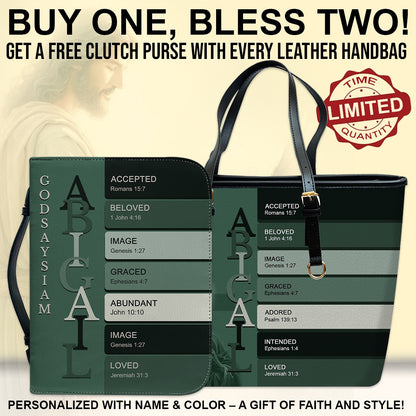 Uncover the sacred meaning of your name - Personalized Leather TOTE Handbag – Free Bible Cover Gift | CHRISTIANARTBAG 01060225